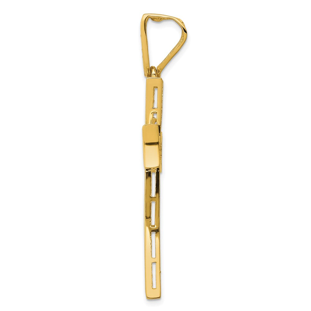14k w/Rhodium Micro Pav‚ CZ Large Cross Pendant