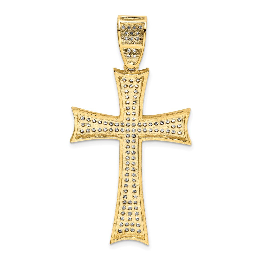 14k w/Rhodium Micro Pav‚ CZ Large Cross Pendant
