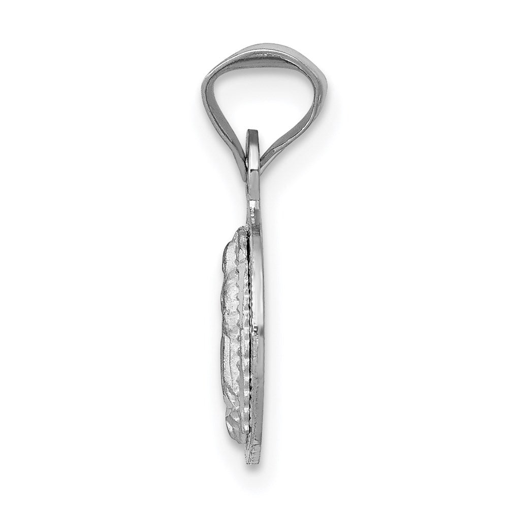 14k White Gold Our of Guadalupe Semi-solid Round Pendant