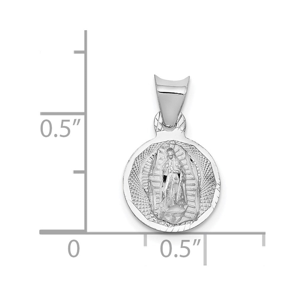 14k White Gold Our of Guadalupe Semi-solid Round Pendant