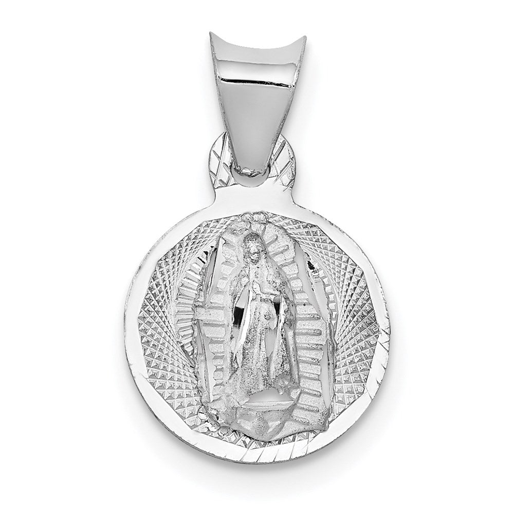 14k White Gold Our of Guadalupe Semi-solid Round Pendant