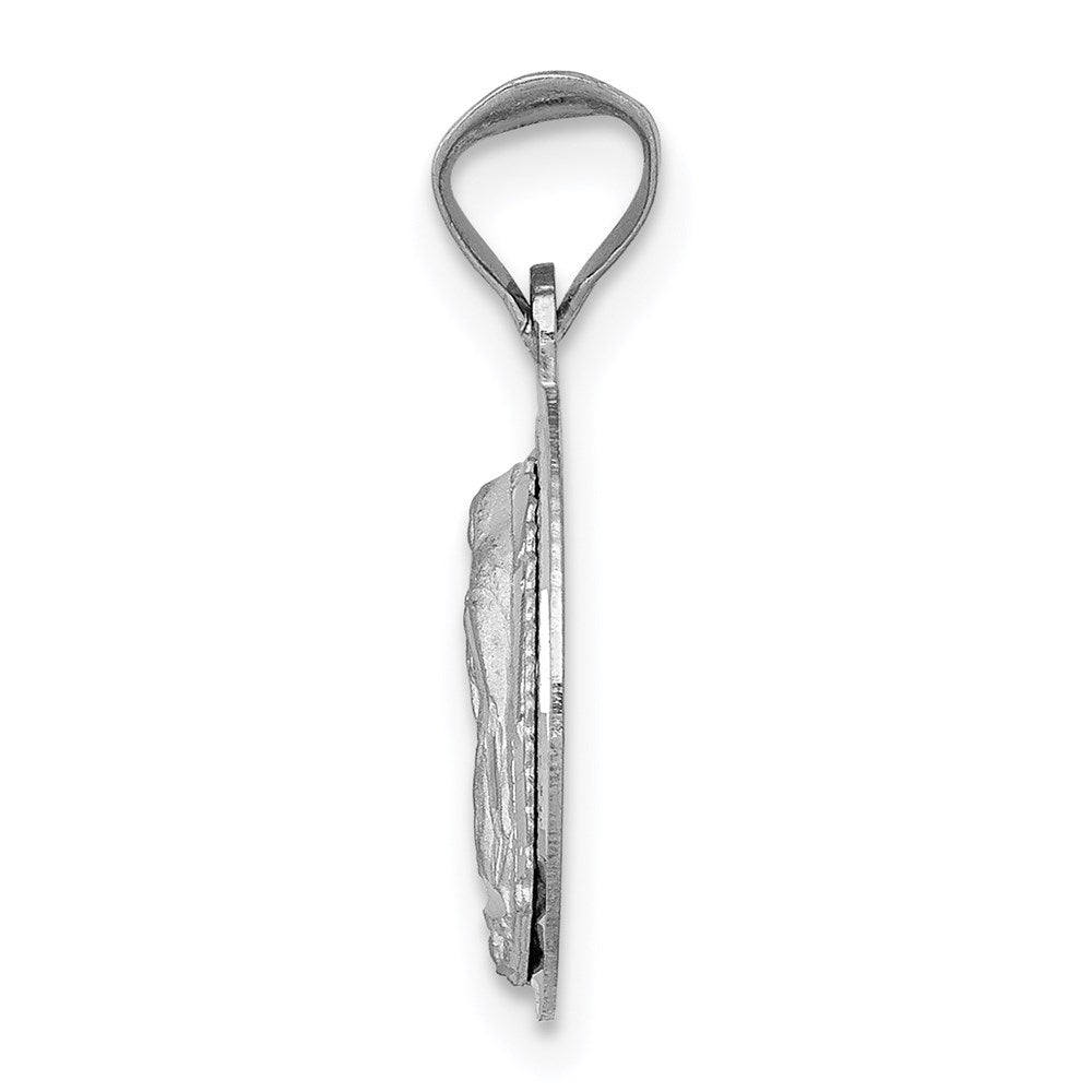 14k White Gold Our of Guadalupe Semi-solid Round Pendant