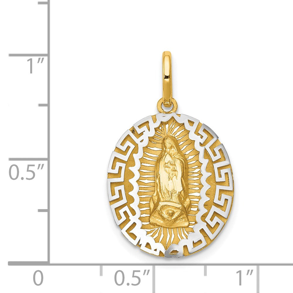 14k Two-Tone Our Of Guadalupe Semi-solid Pendant