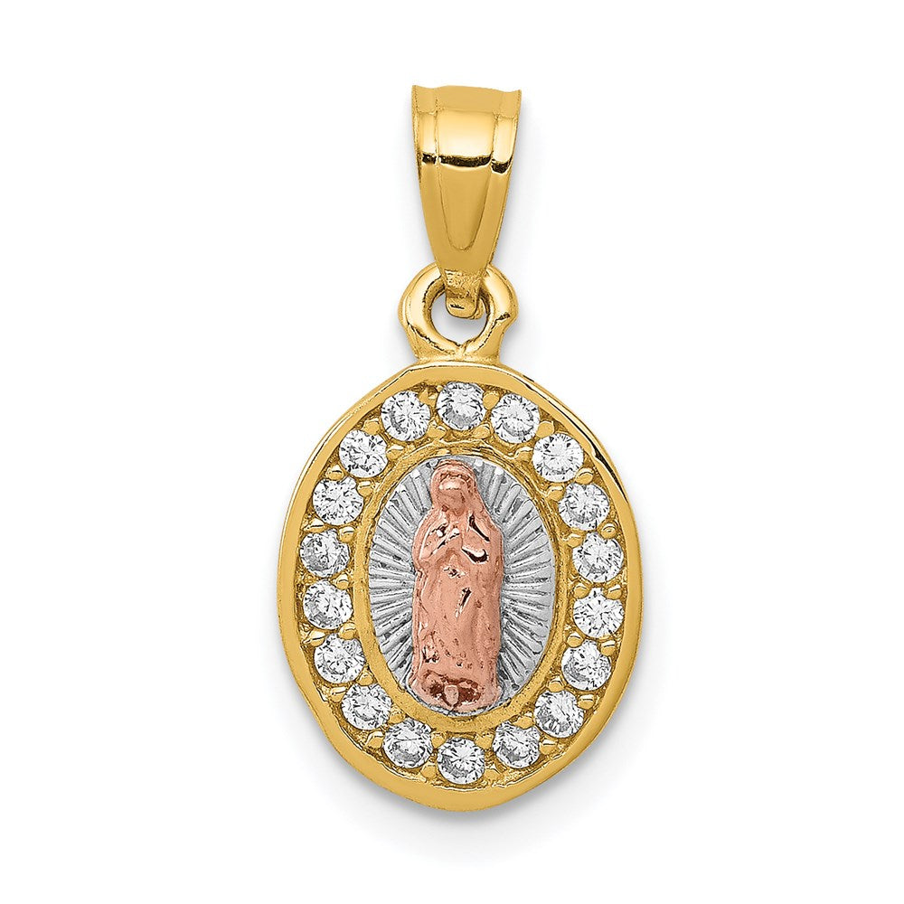 14K Two-Tone w/White Rhodium D/C CZ Guadalupe Pendant