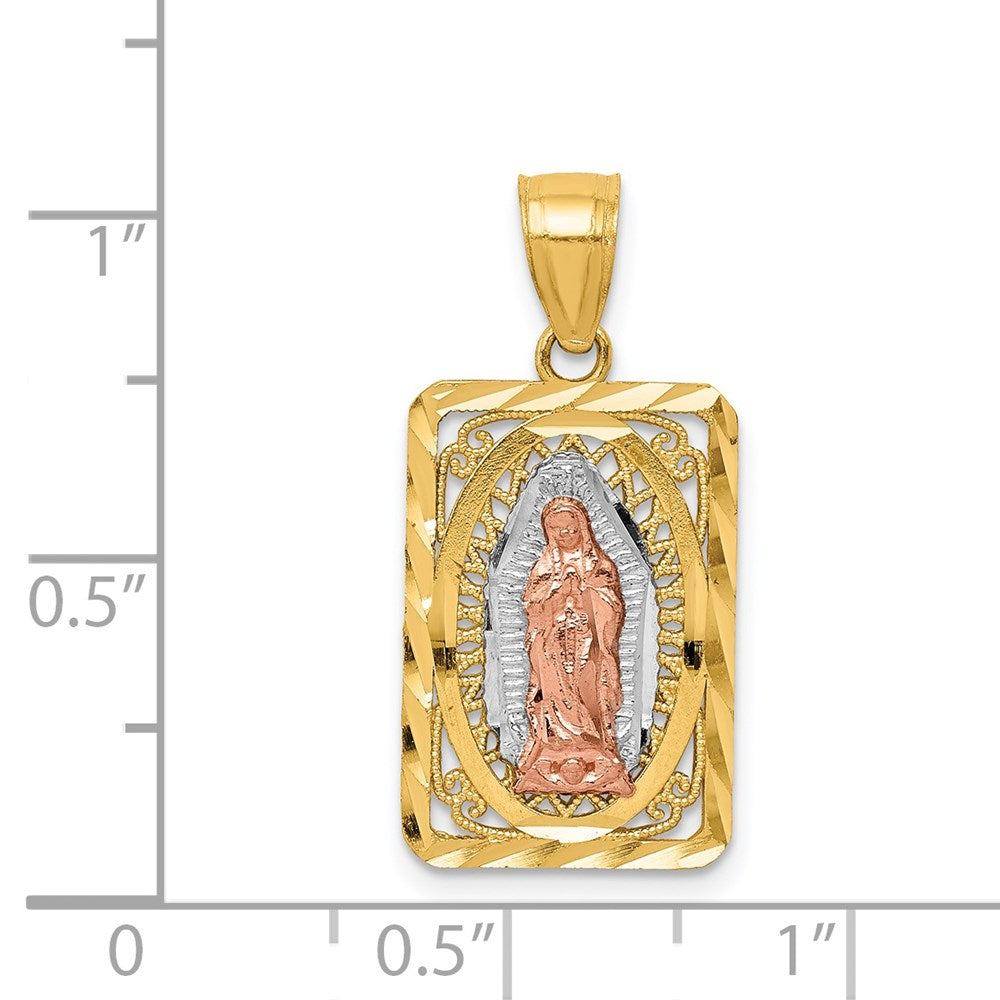 14k Two-tone w/White Rhodium D/C of Guadalupe Pendant
