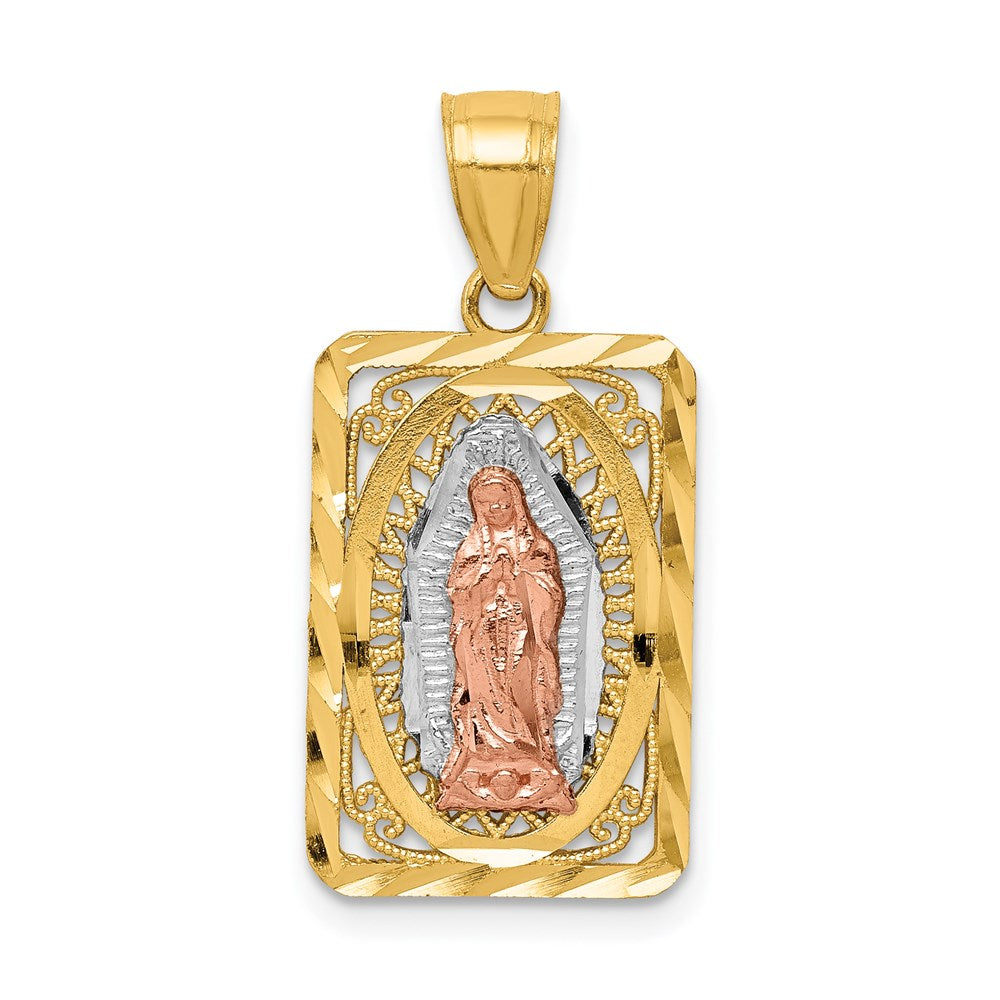 14k Two-tone w/White Rhodium D/C of Guadalupe Pendant