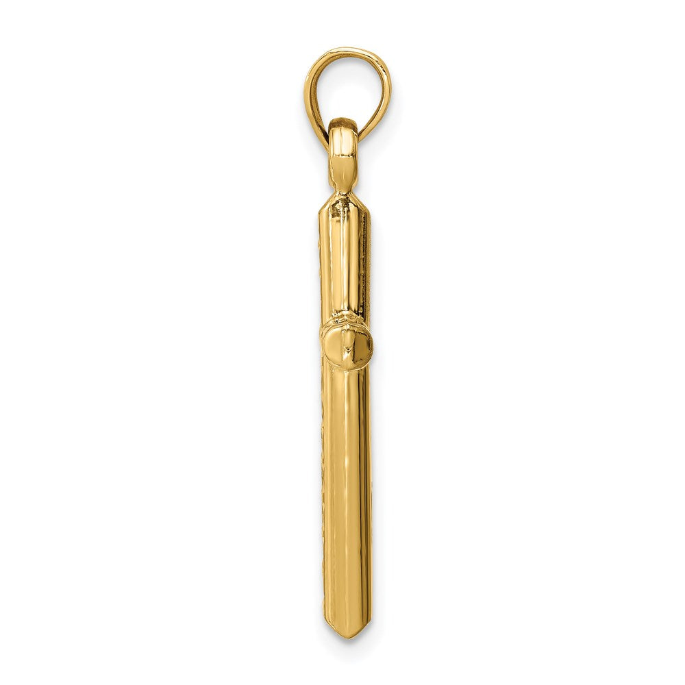 14k Hollow Diamond-cut Cross Pendant