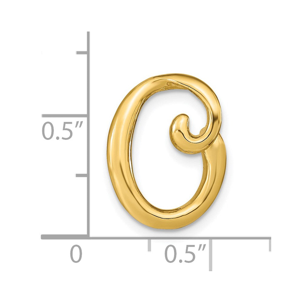 14K Polished Letter O Initial Slide