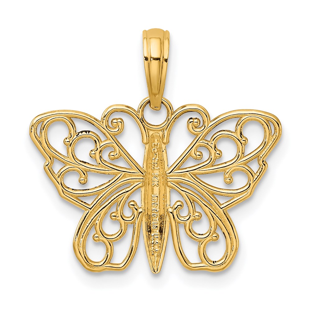 14K Filigree Butterfly Charm