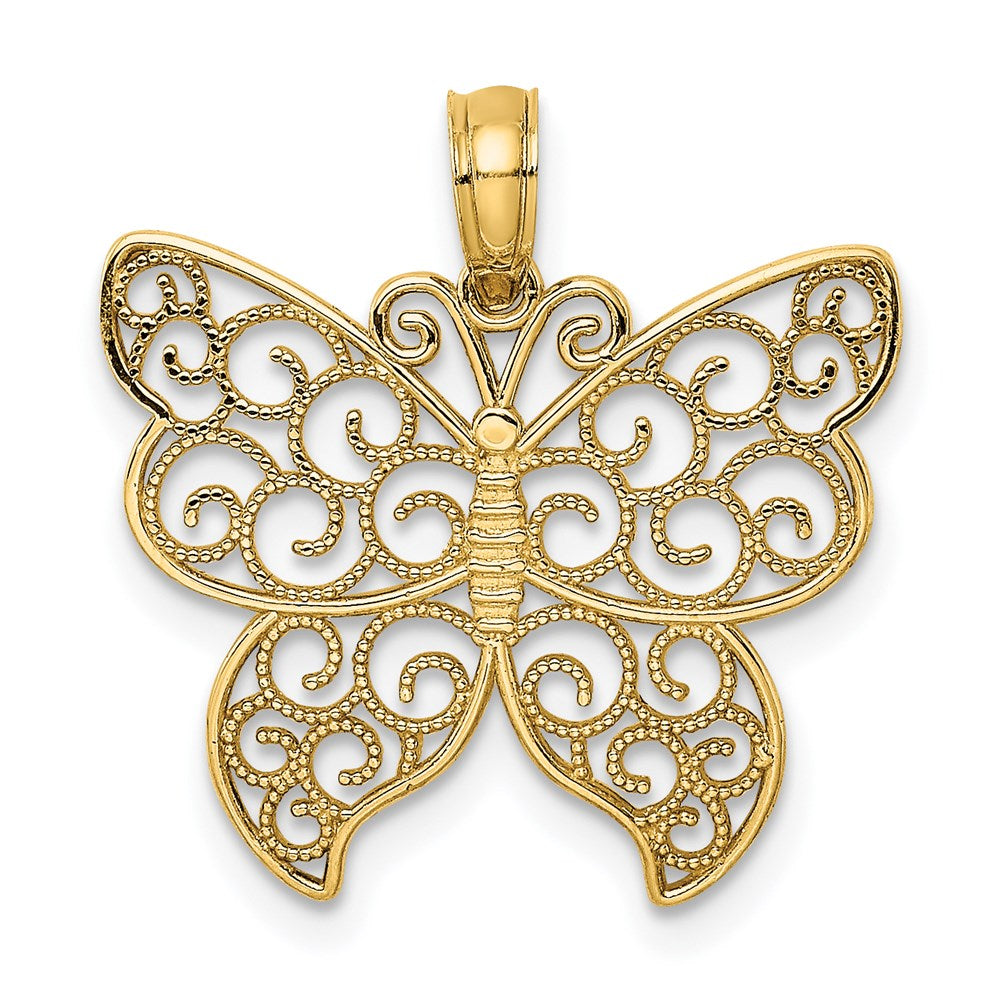 14k Filigree Butterfly Pendant