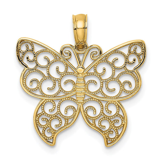 14k Filigree Butterfly Pendant