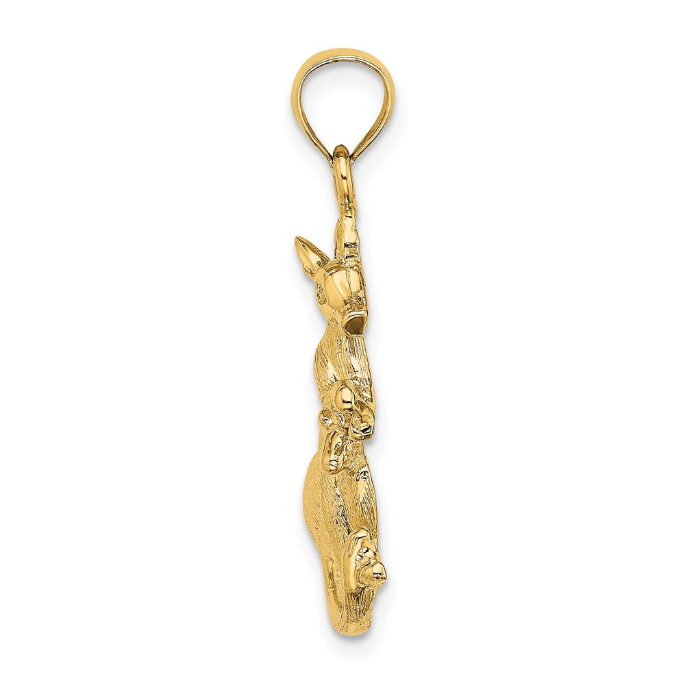 14K 2-D Kangaroo with in Pouch Pendant