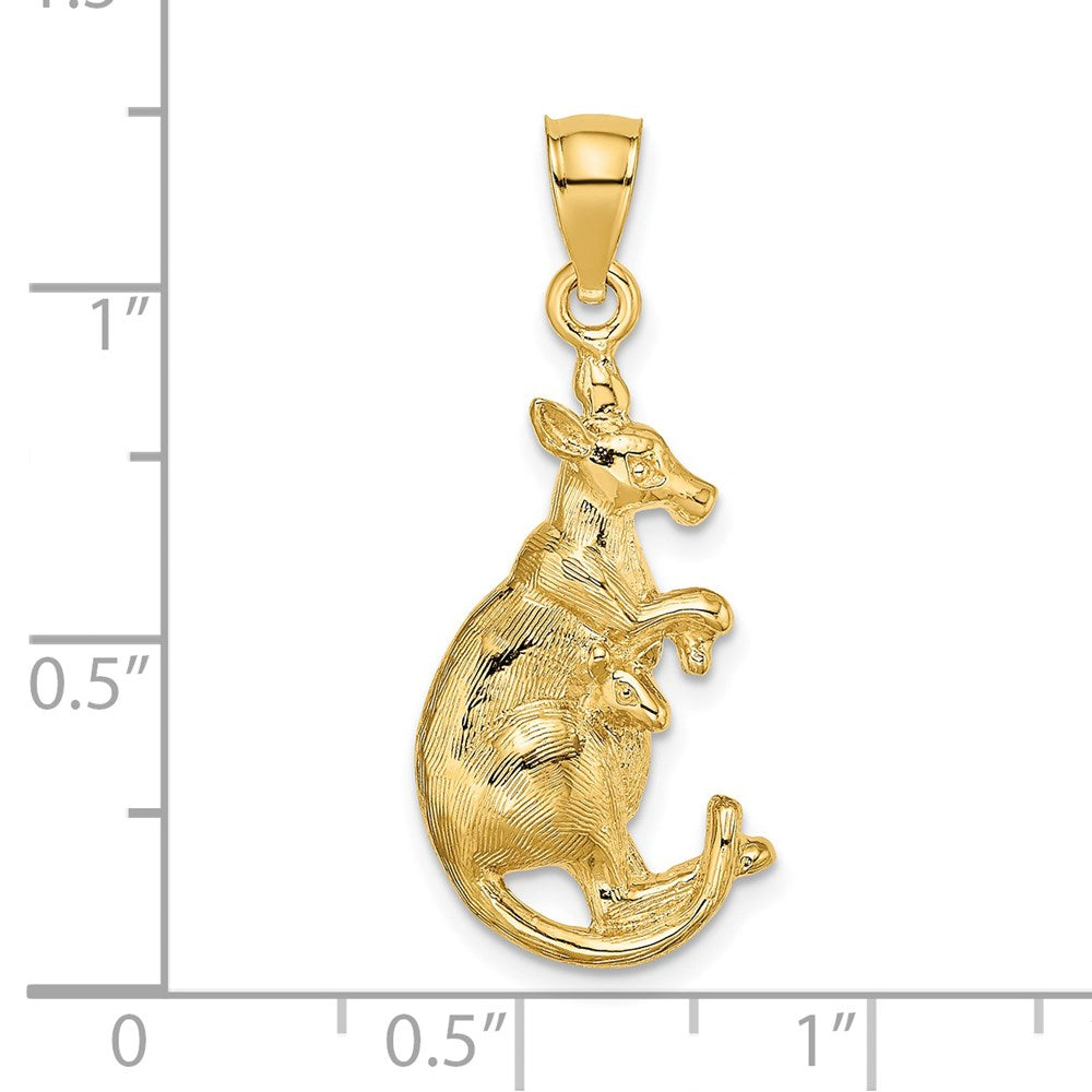 14K 2-D Kangaroo with in Pouch Pendant