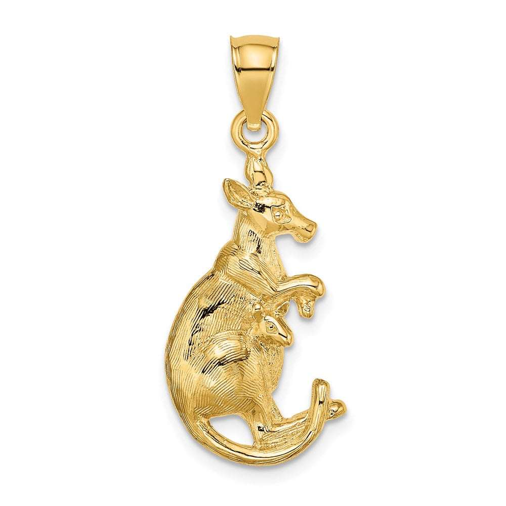 14K 2-D Kangaroo with in Pouch Pendant