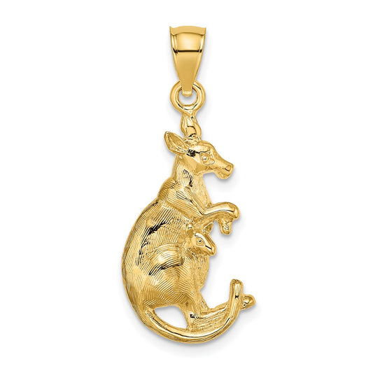 14K 2-D Kangaroo with in Pouch Pendant