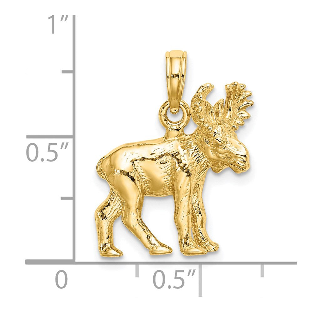 14K 3-D Textured Moose Charm