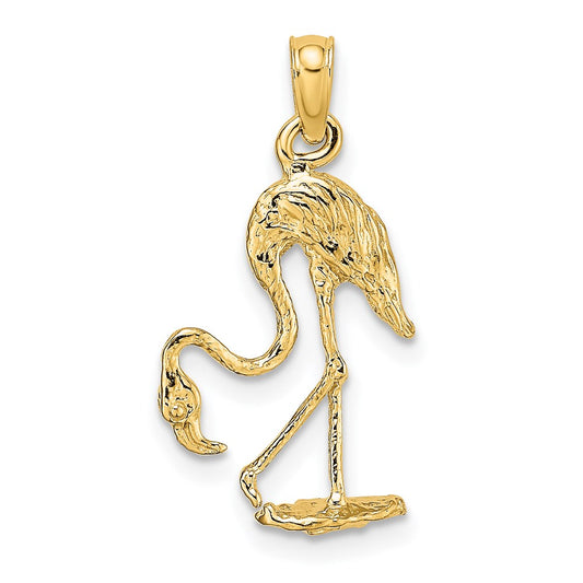 14K 3-D Textured Flamingo Charm
