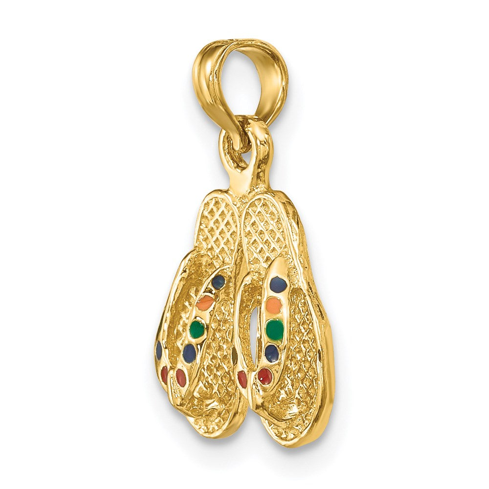 14k  3D W/ Multi-Color Enamel Double Flip-Flop Charm