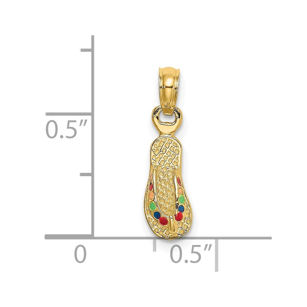 14k  3D W/ Multi-Color Enamel Single Flip-Flop Charm