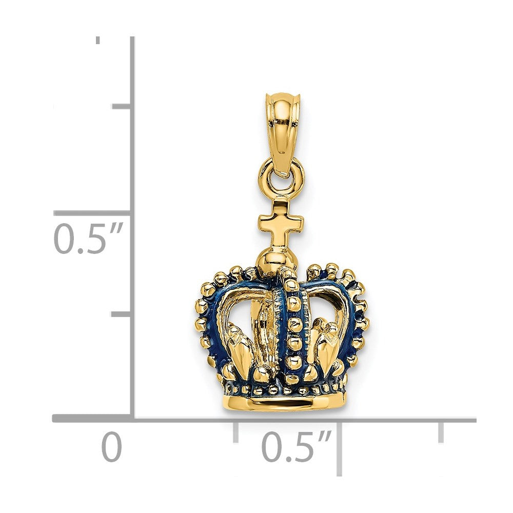 14K 3-D w/ Blue Enamel Crown Charm