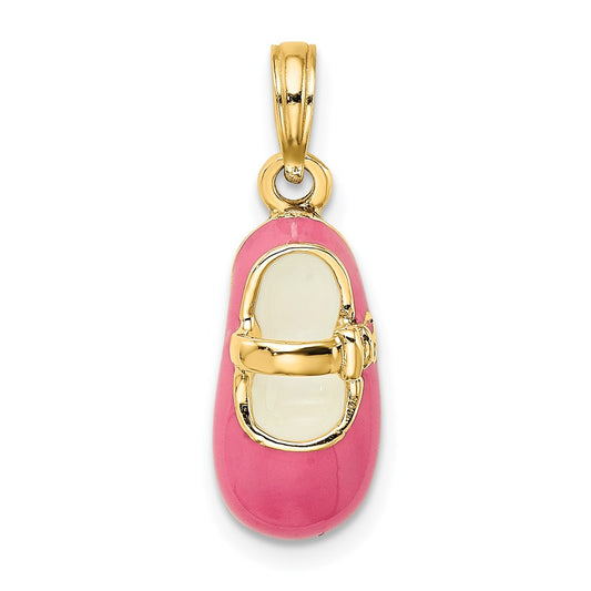 14K 3-D w/ Pink Enamel Shoe Charm