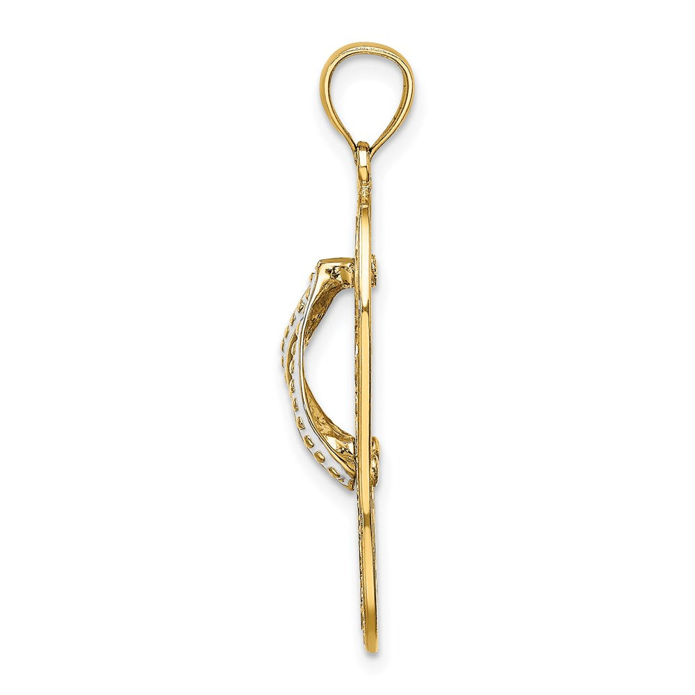14K Multi Heart Flip-Flop w/ White Enamel Charm