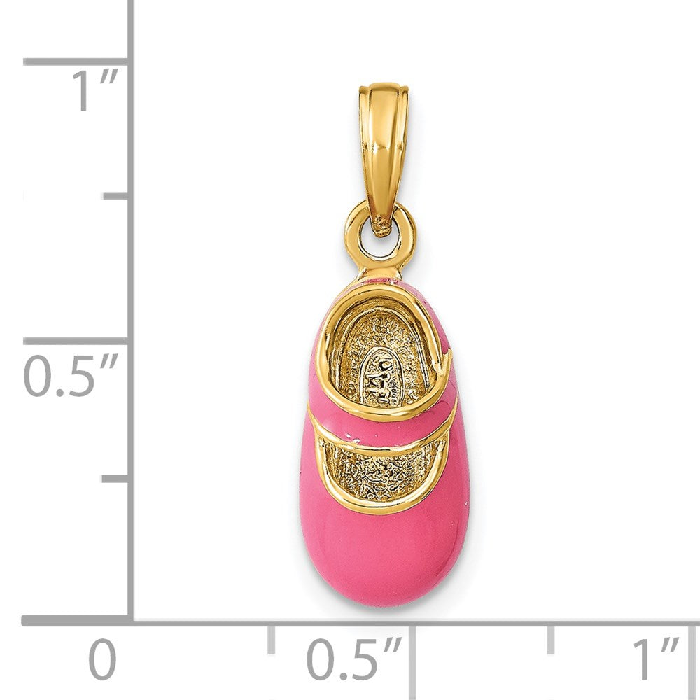 14K w/ Pink Enamel 3-D Shoe Charm