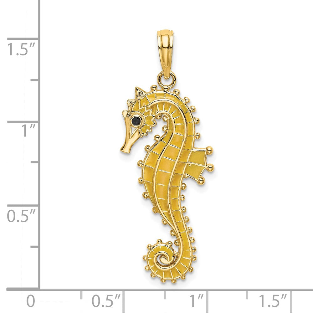 14K 3-D Enamel Seahorse Charm