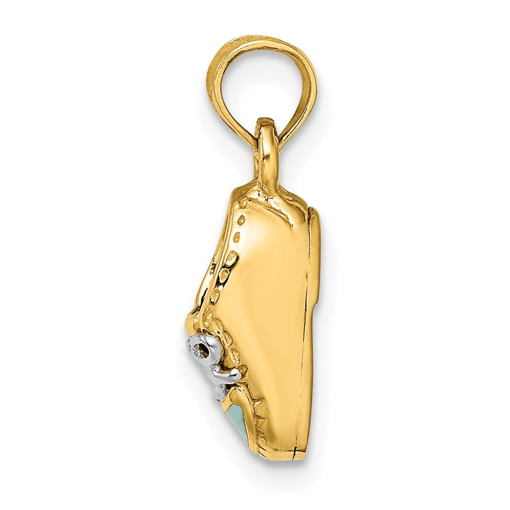 14K w/ White Rhodium 3-D Light Blue Enamel Shoe Charm