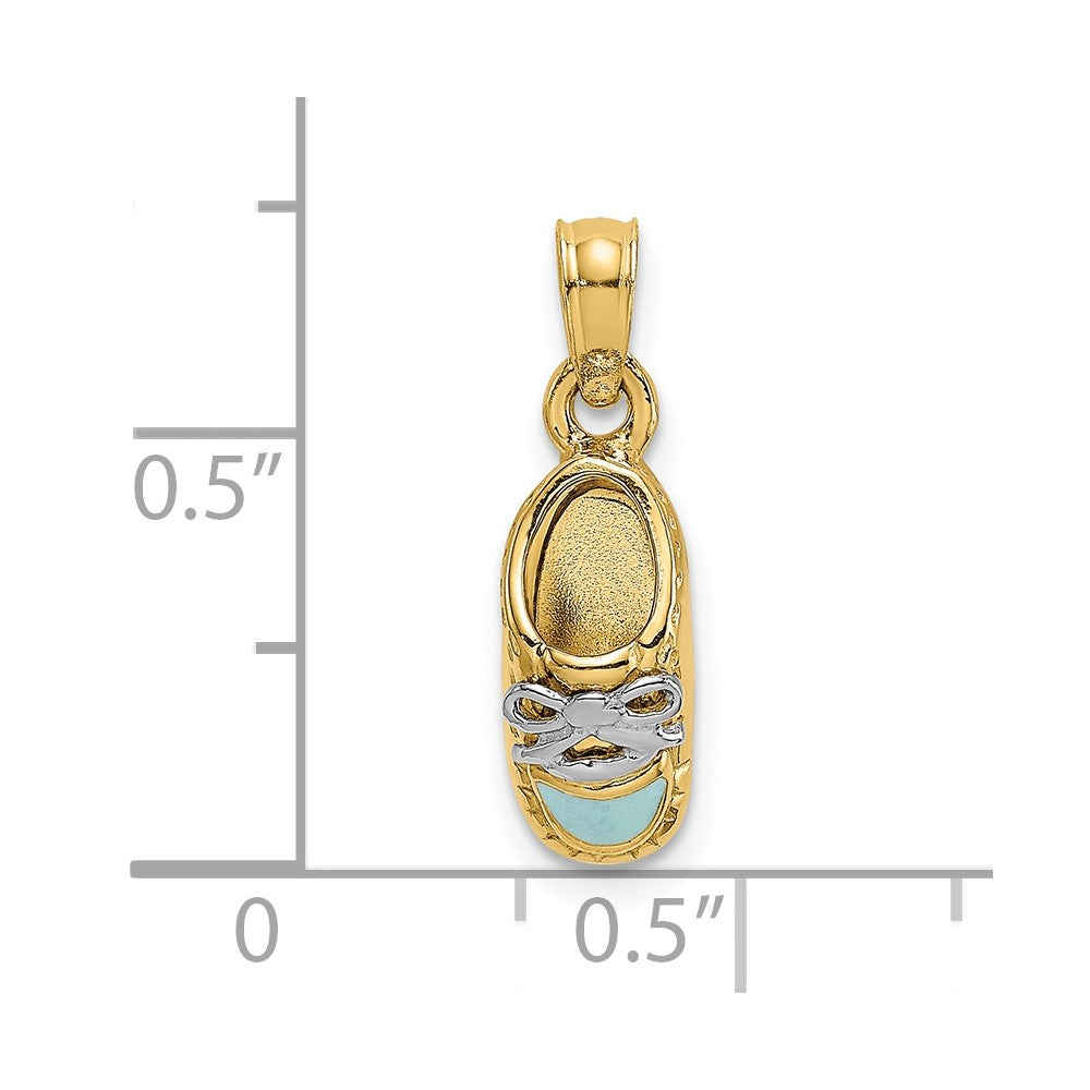 14K w/ White Rhodium 3-D Light Blue Enamel Shoe Charm