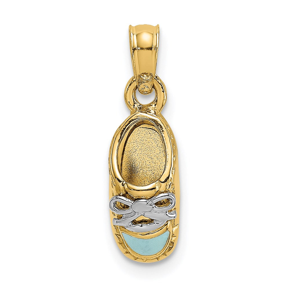 14K w/ White Rhodium 3-D Light Blue Enamel Shoe Charm