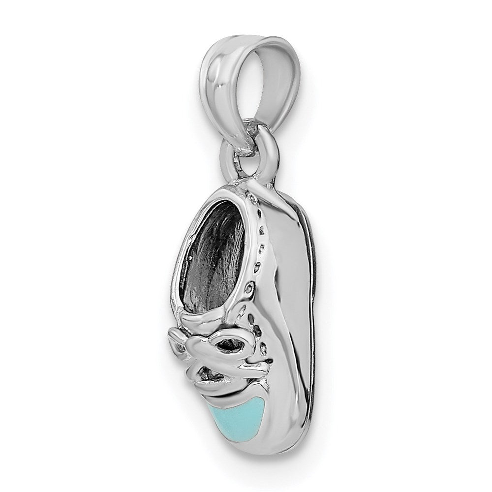 14K White Gold 3-D Light Blue Enamel Shoe Charm