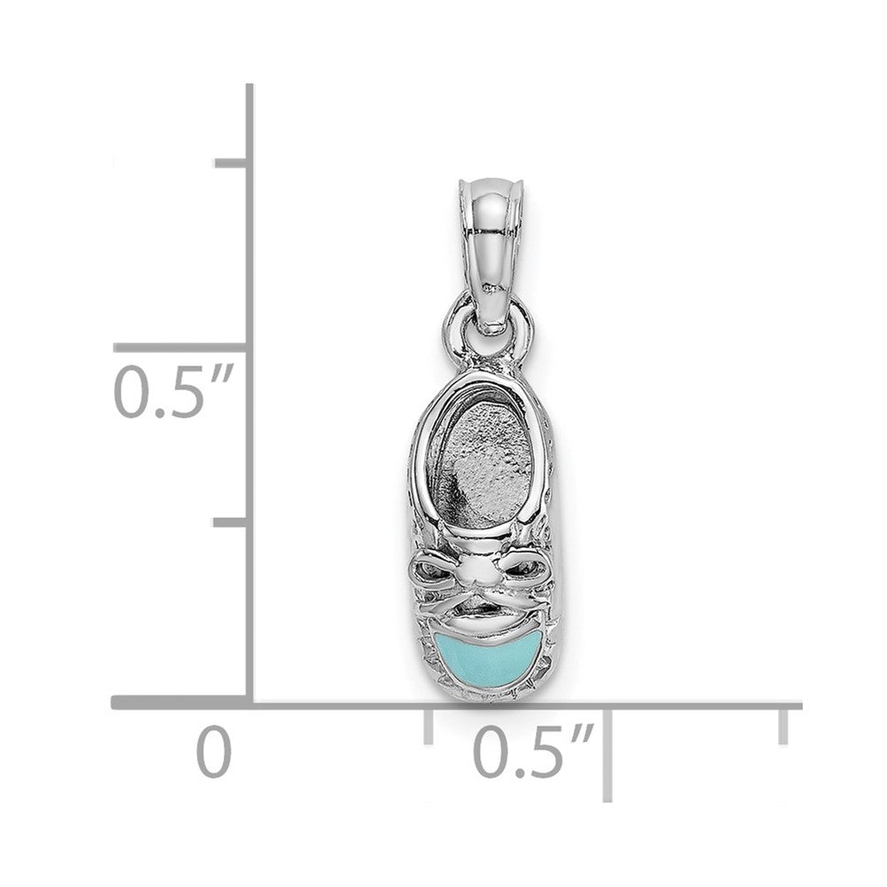 14K White Gold 3-D Light Blue Enamel Shoe Charm