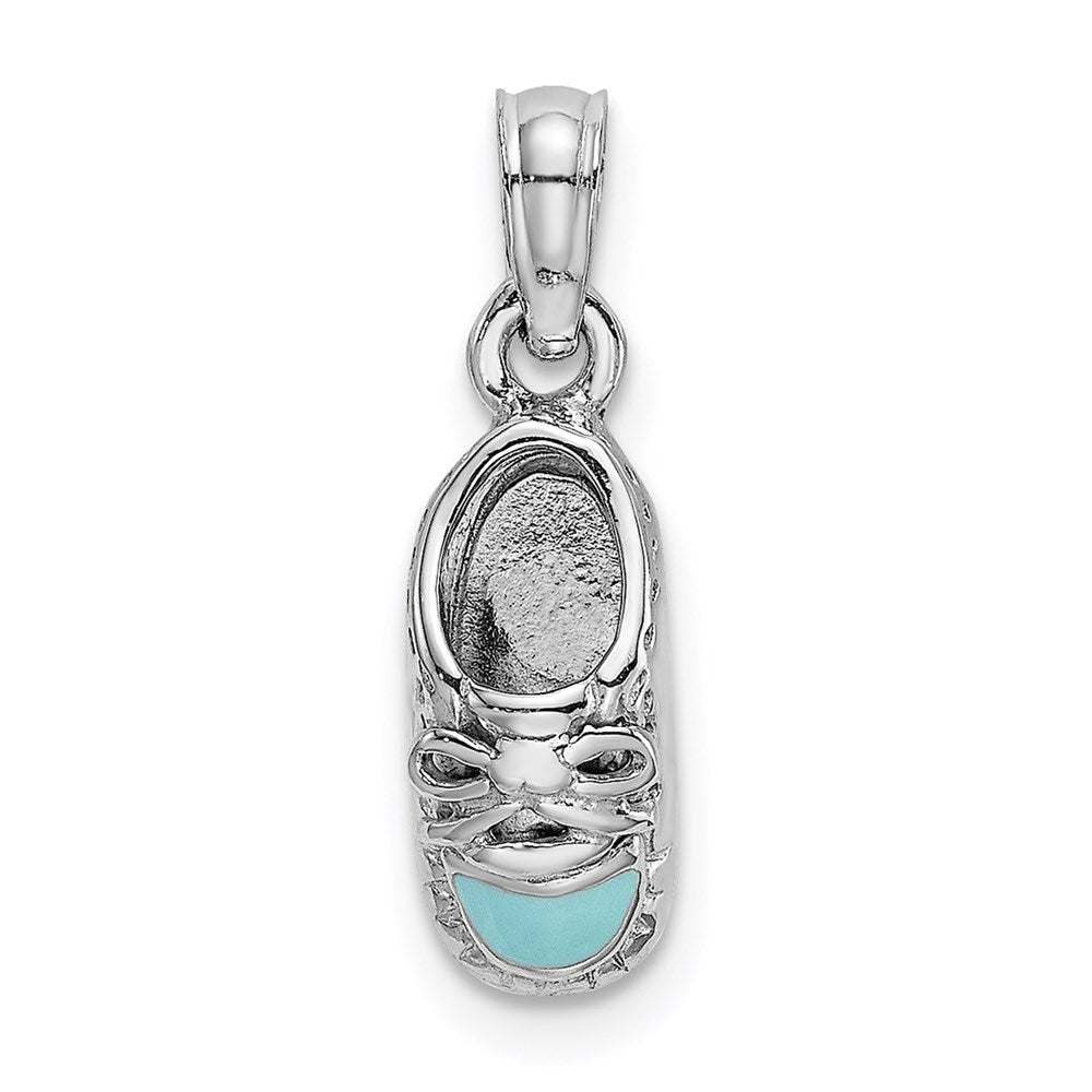 14K White Gold 3-D Light Blue Enamel Shoe Charm