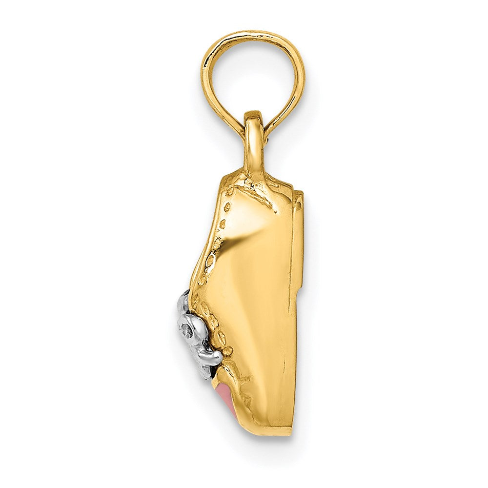 14K & Rhodium 3-D Pink Enamel Shoe Charm