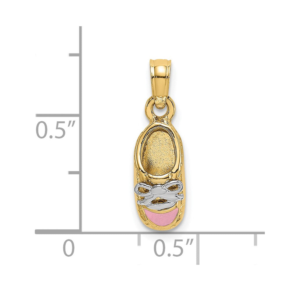 14K & Rhodium 3-D Pink Enamel Shoe Charm