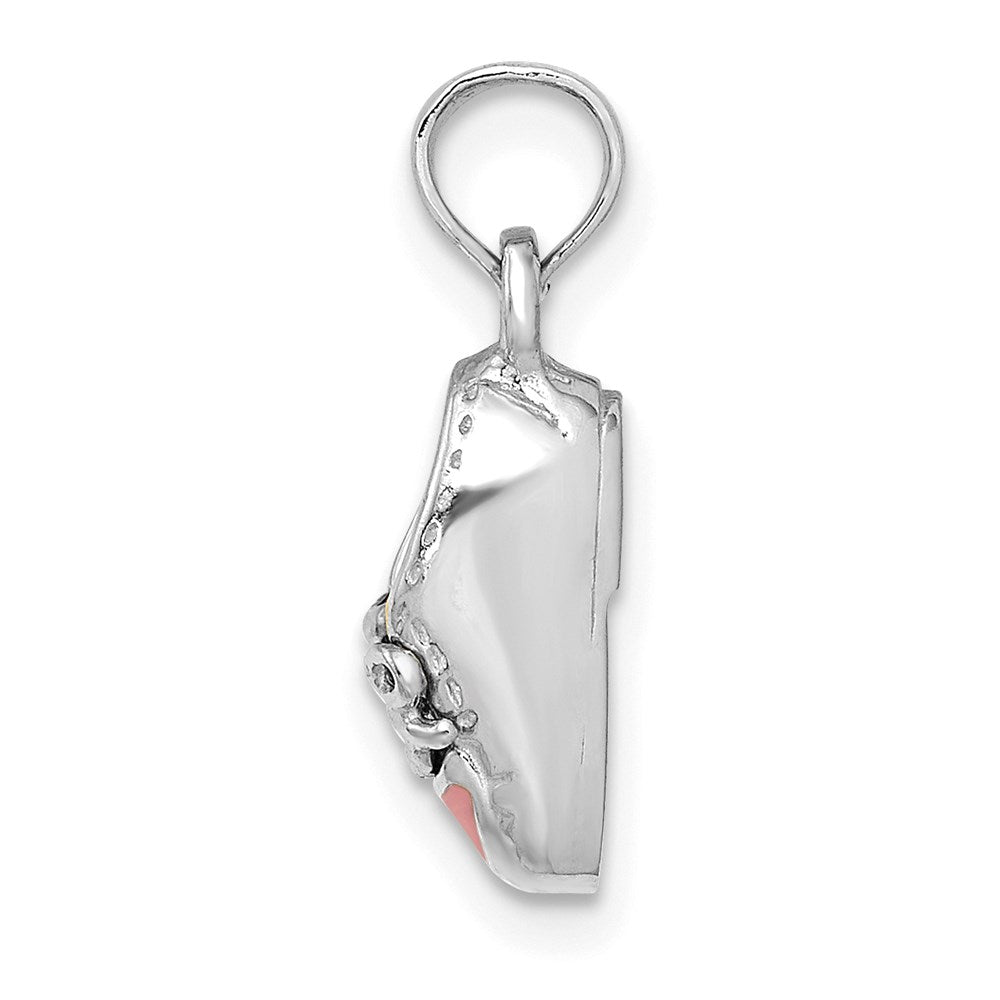 14K White Gold 3-D Pink Enamel Shoe Charm