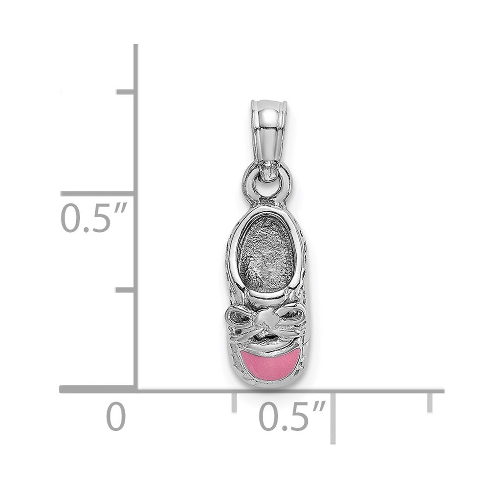 14K White Gold 3-D Pink Enamel Shoe Charm