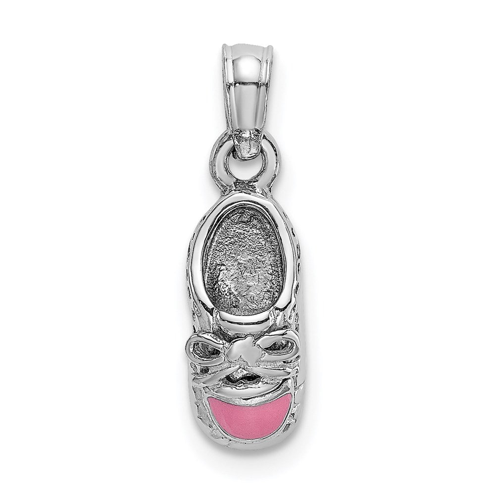 14K White Gold 3-D Pink Enamel Shoe Charm