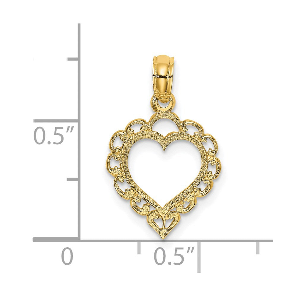 14K Heart w/ Lace Trim Charm