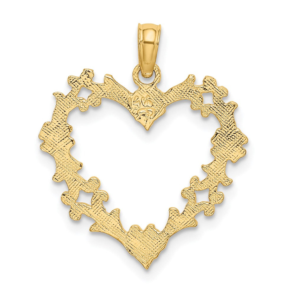 14K Cut-Out Floral Heart Charm