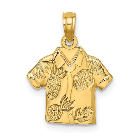 14K Polished Hawaiian Pineapple Style Shirt Charm