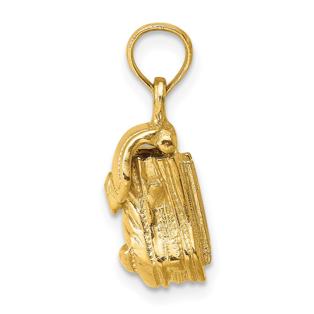 14K 3-D Polished Back Pack w/ Moveable Lid Charm