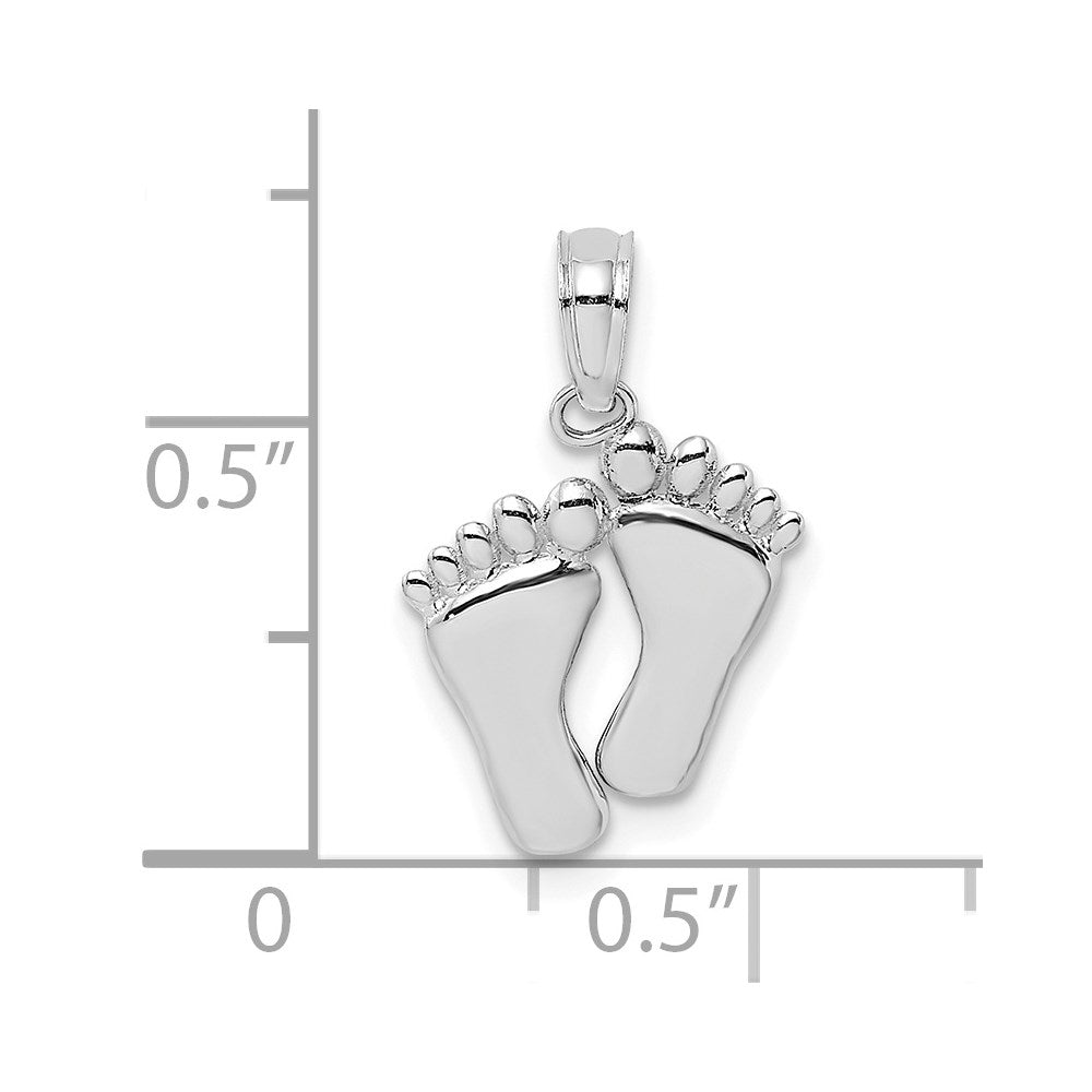 14K White Gold  Double Feet Hang Ten Style Charm
