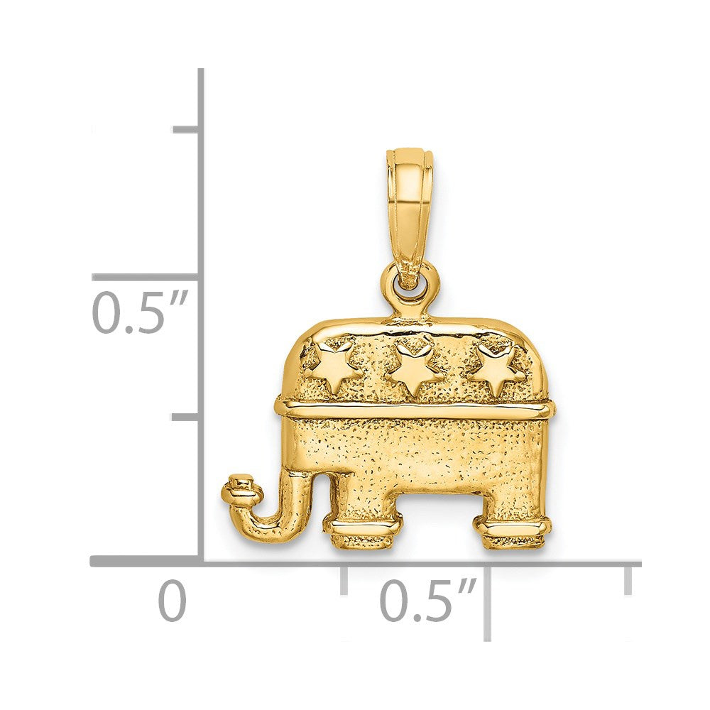 14K 3-D Textured Republican Elephant Charm
