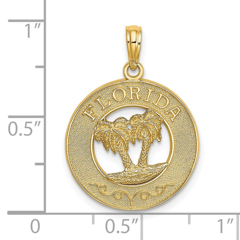 14K FLORIDA w/Double Palm Tree Circle Charm