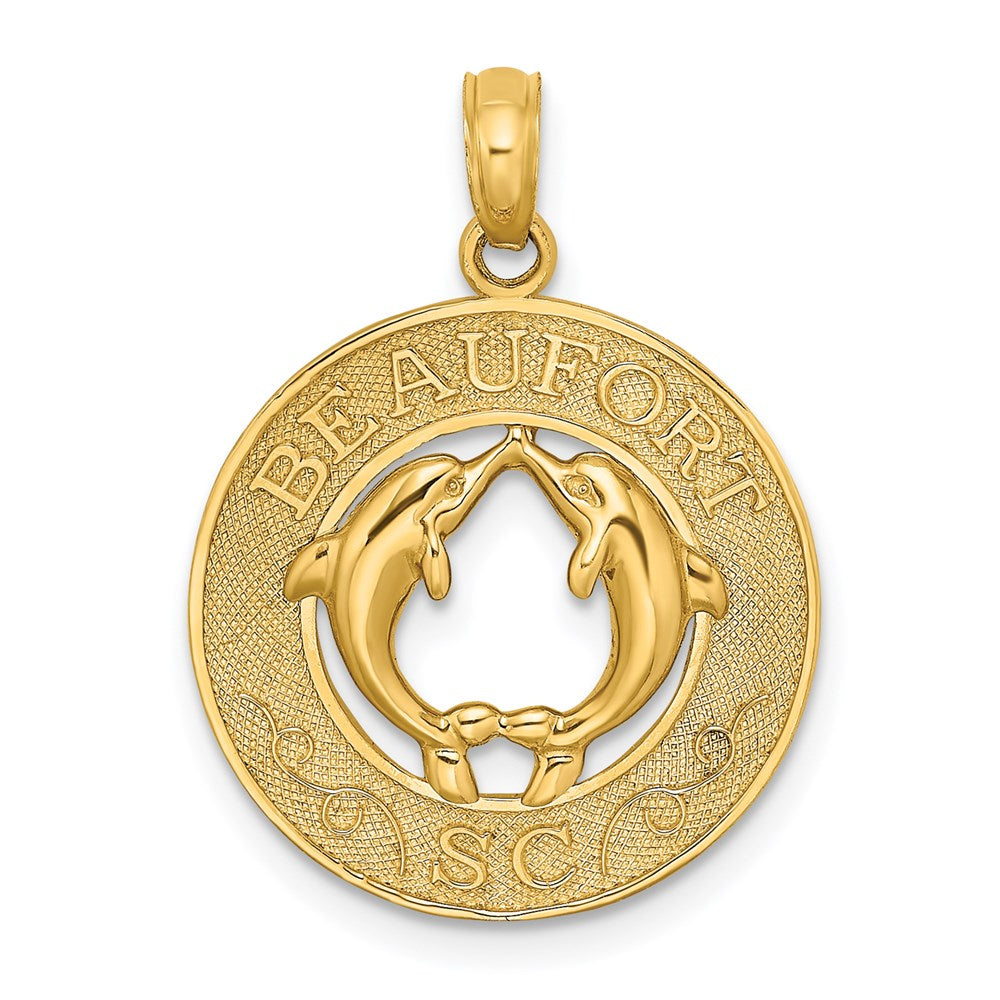 14K BEAUFORT SC w/Dolphins Circle Charm