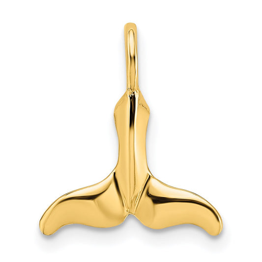 14K Polished Textured Mini Whale Tail Charm