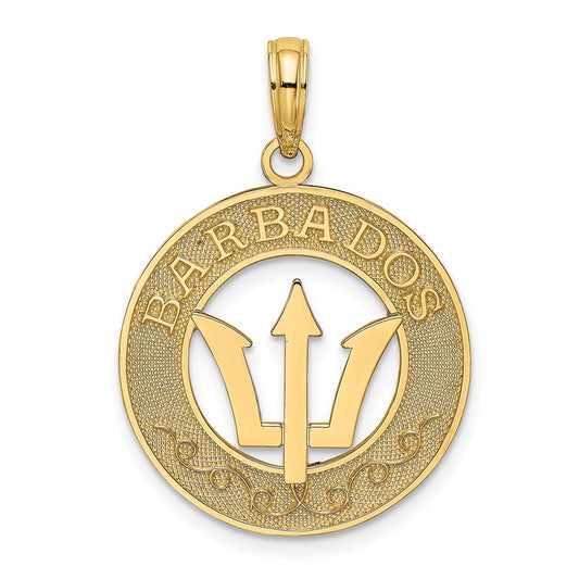 14K BARBADOS w/Trident Spear Circle Charm