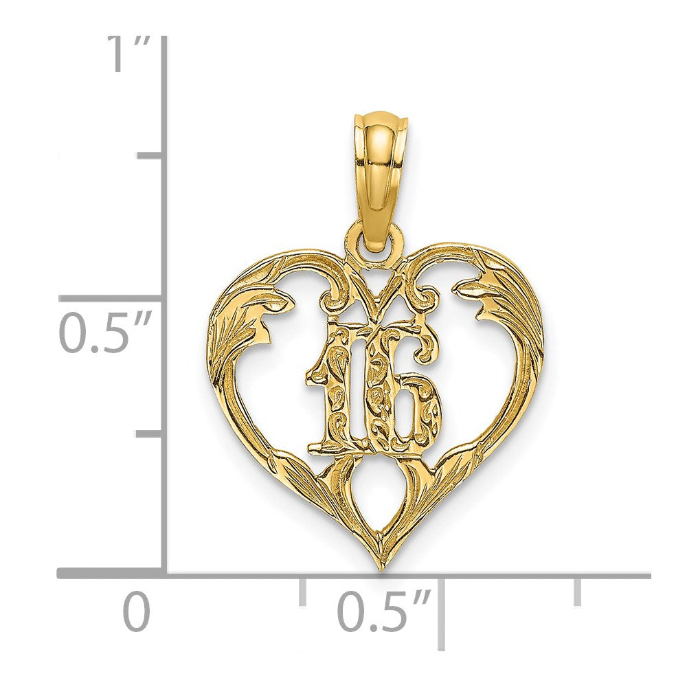 14K 16  Inside Heart Charm
